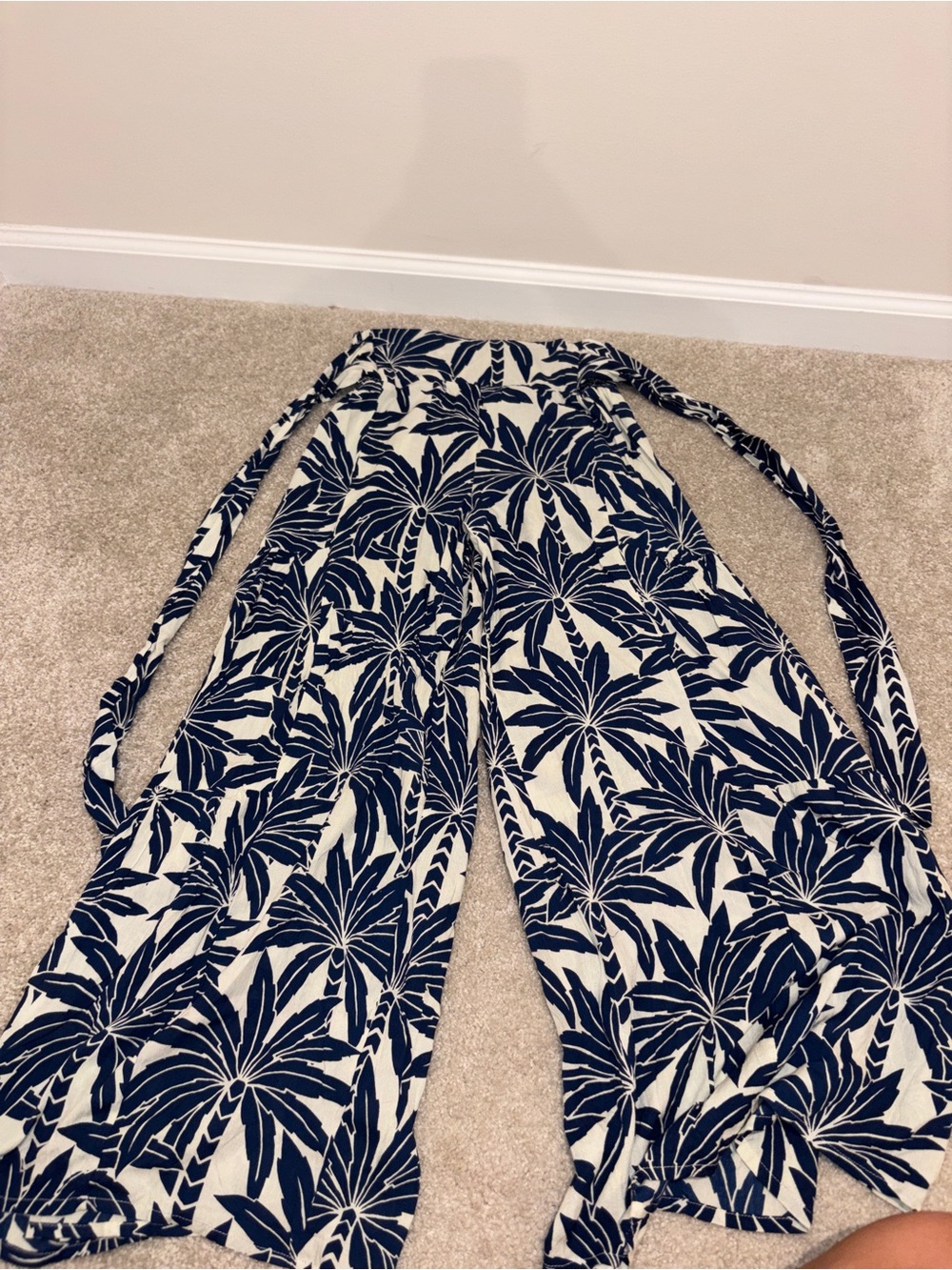 Printed Rayon Challis Wide Leg Tie Tiered Pant